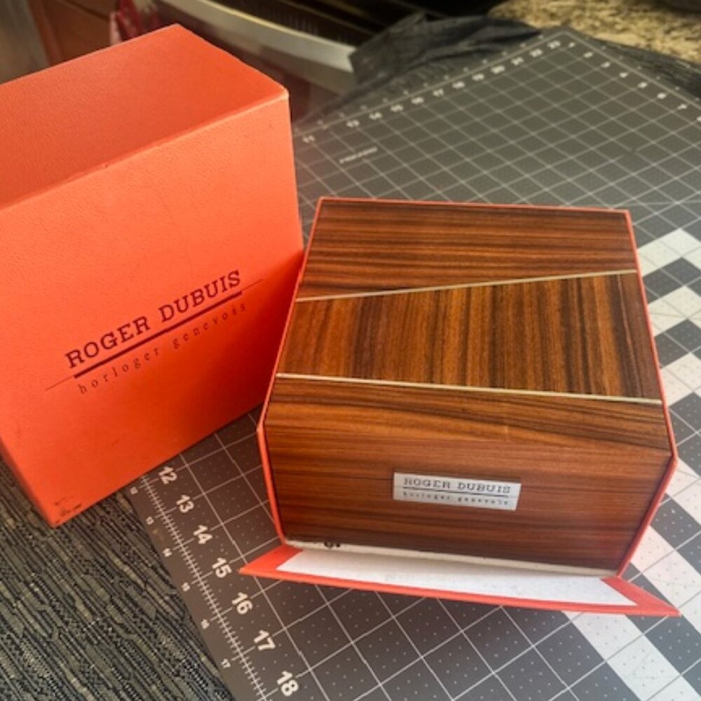 Rare Roger Dubuis  watch box Wood inlayed Horloger Watch Box with orig outer box